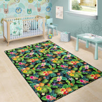 Tropical Pattern With Pineapples, Palm Leaves And Flowers. Rug - Polynesian Pride
