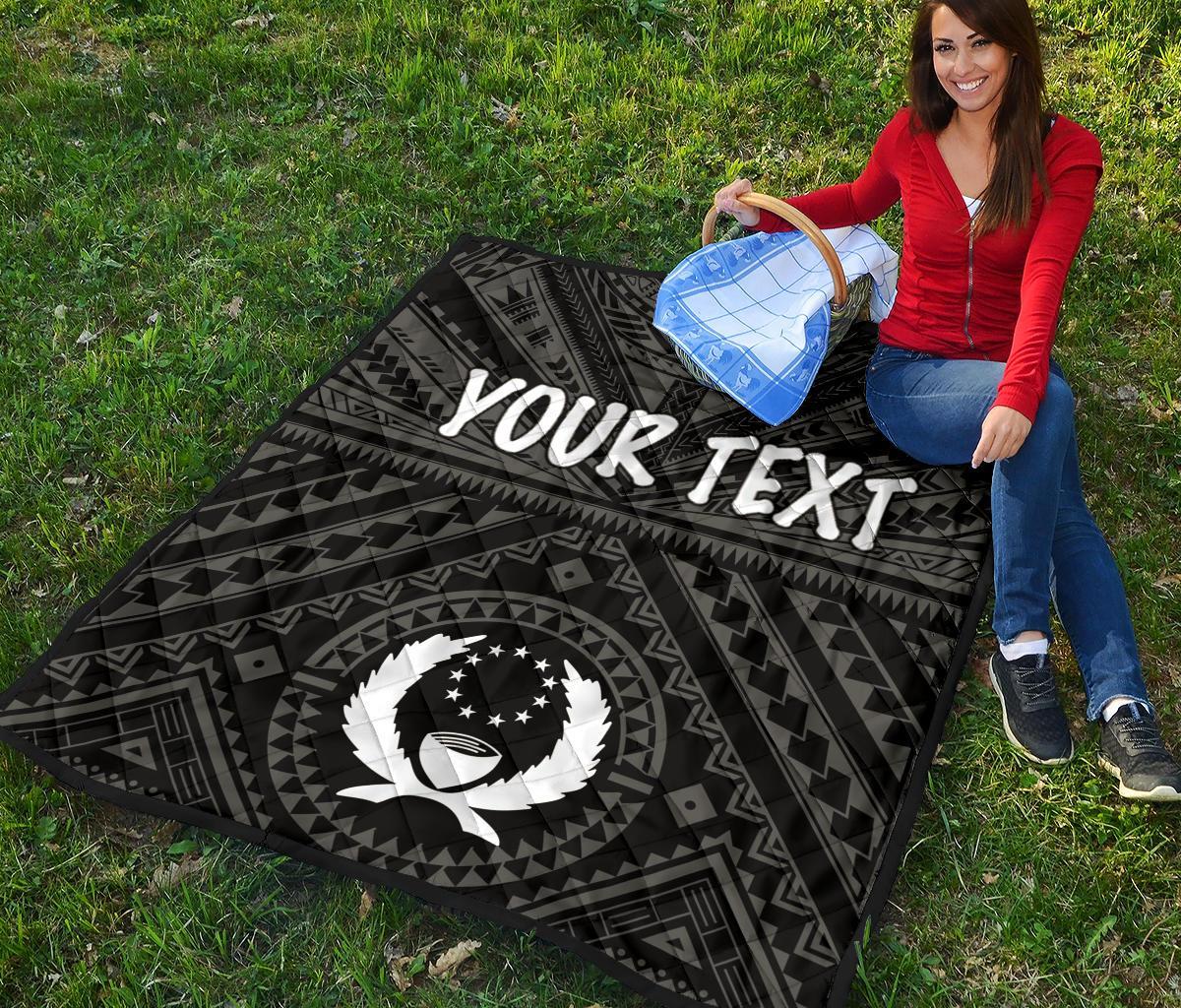 Pohnpei Personalised Premium Quilt - Pohnpei Seal With Polynesian Tattoo Style ( Black) - Polynesian Pride