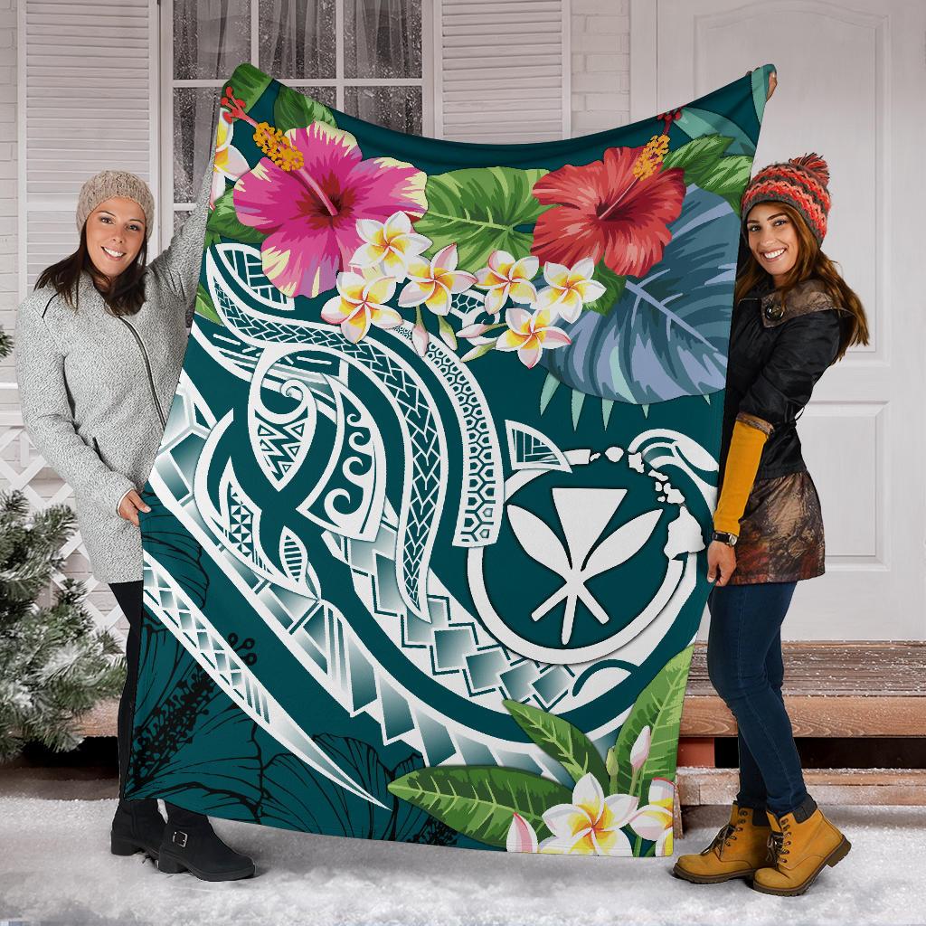 Polynesian Hawaii Kanaka Maoli Premium Blanket - Summer Plumeria - Polynesian Pride