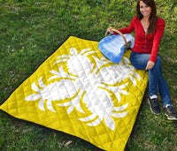 Hawaiian Premium Quilt Royal Pattern - Yellow - A2 Style - Polynesian Pride