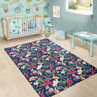 Tropical Hibiscus Red And Plumeria White Rug - Polynesian Pride