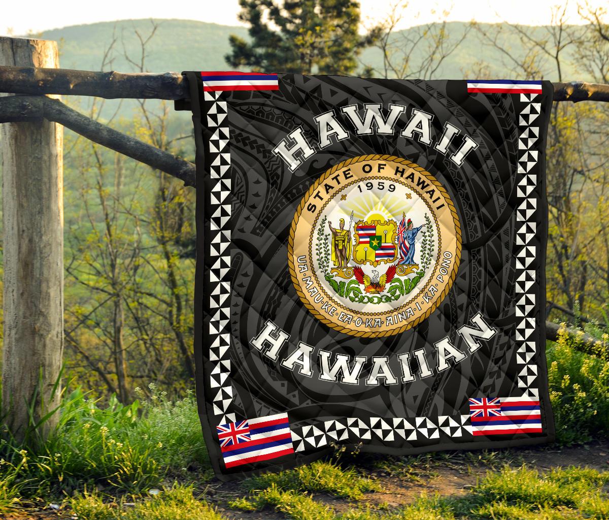 Hawaii Flag Polynesian Premium Quilt White - Love Style - Polynesian Pride