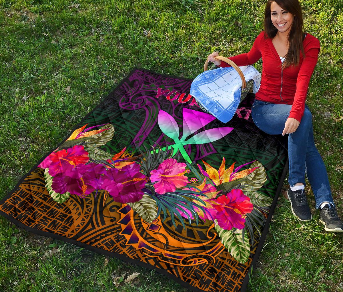 Polynesian Hawaii Personalised Kanaka Maoli Premium Quilt - Summer Hibiscus - Polynesian Pride
