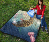 Hawaii Turtle And Jellyfish In Deep Sea Moana Premium Quilt - Polynesian Pride