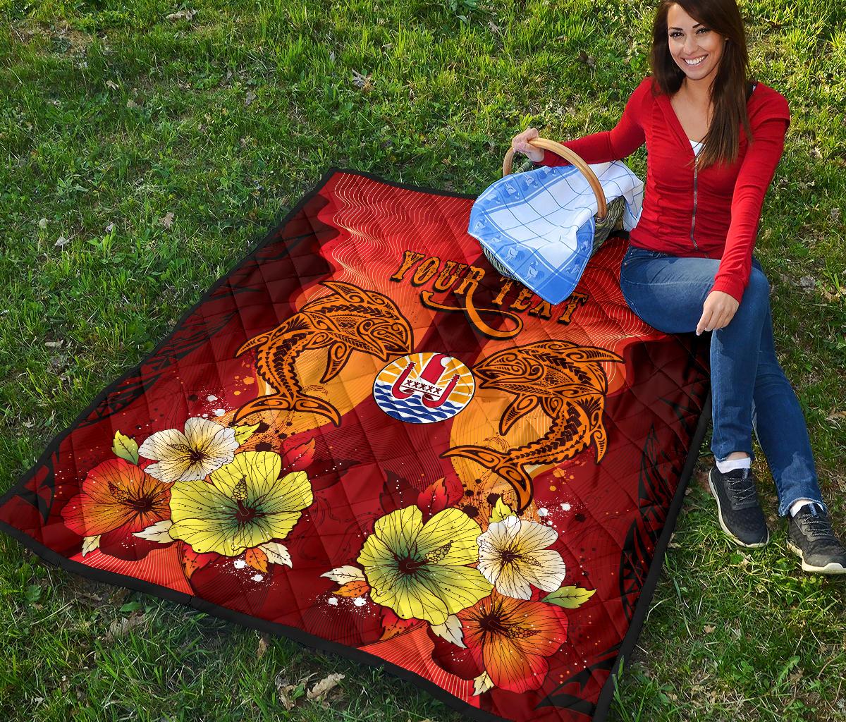 Tahiti Personalised Premium Quilt - Tribal Tuna Fish - Polynesian Pride