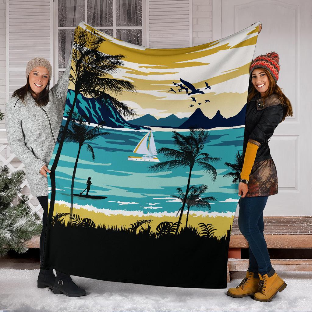 Hawaiian Poster View Classic Premium Blanket - Polynesian Pride