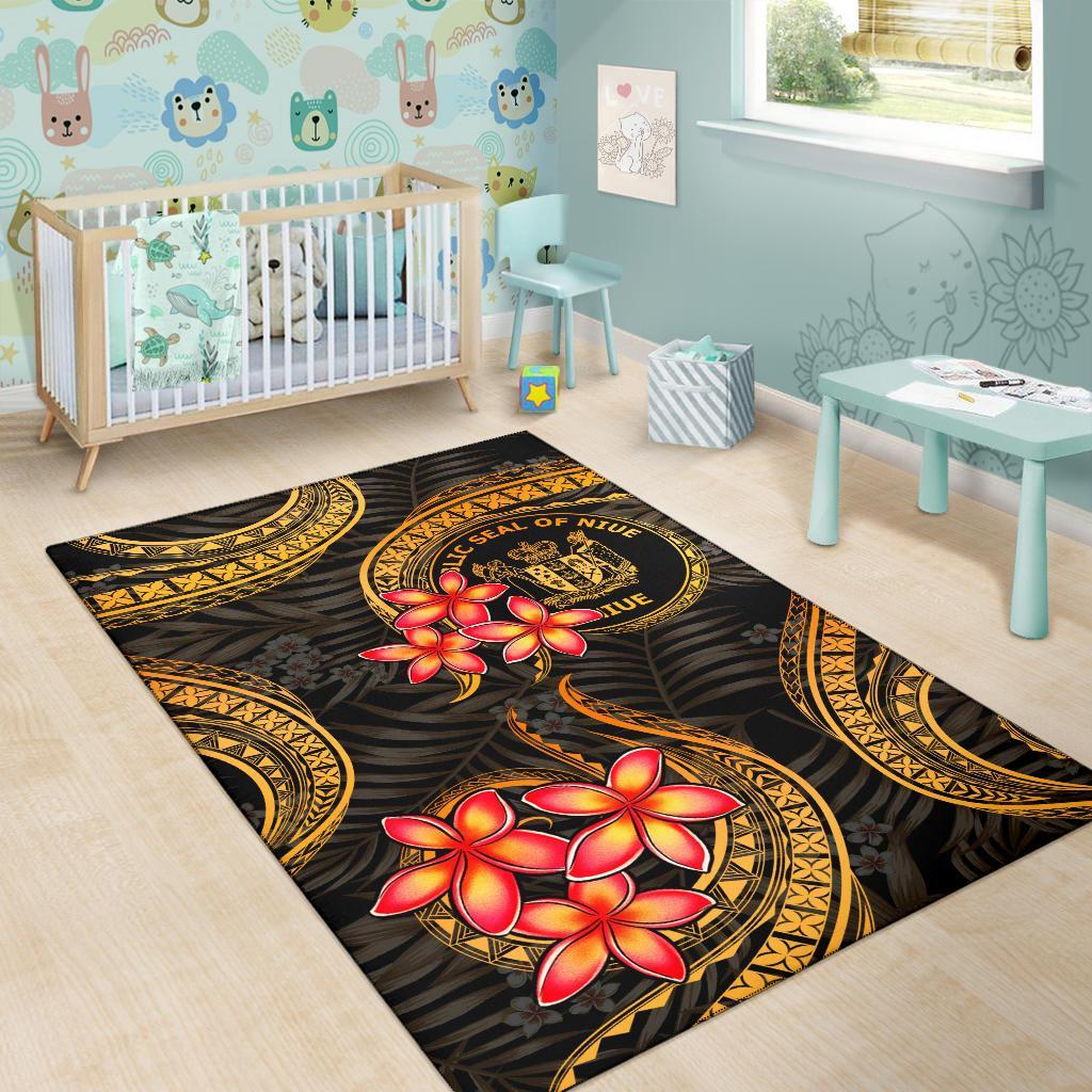 Niue Polynesian Area Rug - Gold Plumeria - Polynesian Pride