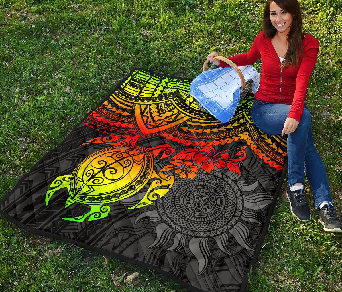 Polynesian Premium Quilt - Polynesian Reggae Turtle - Polynesian Pride