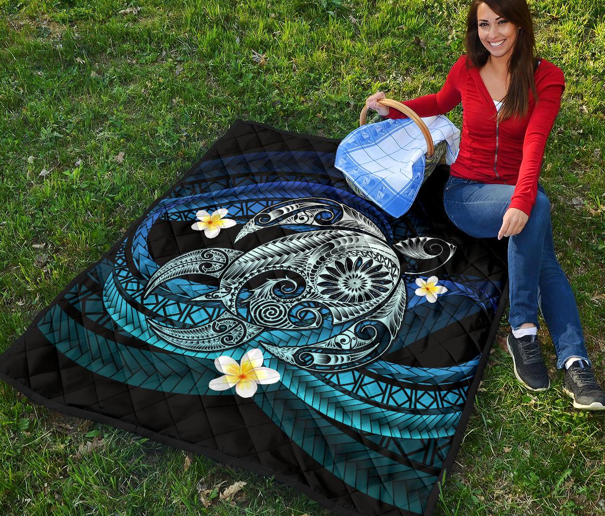 Hawaii Turtle Plumeria Polynesian Premium Quilt - Mela Style - Polynesian Pride