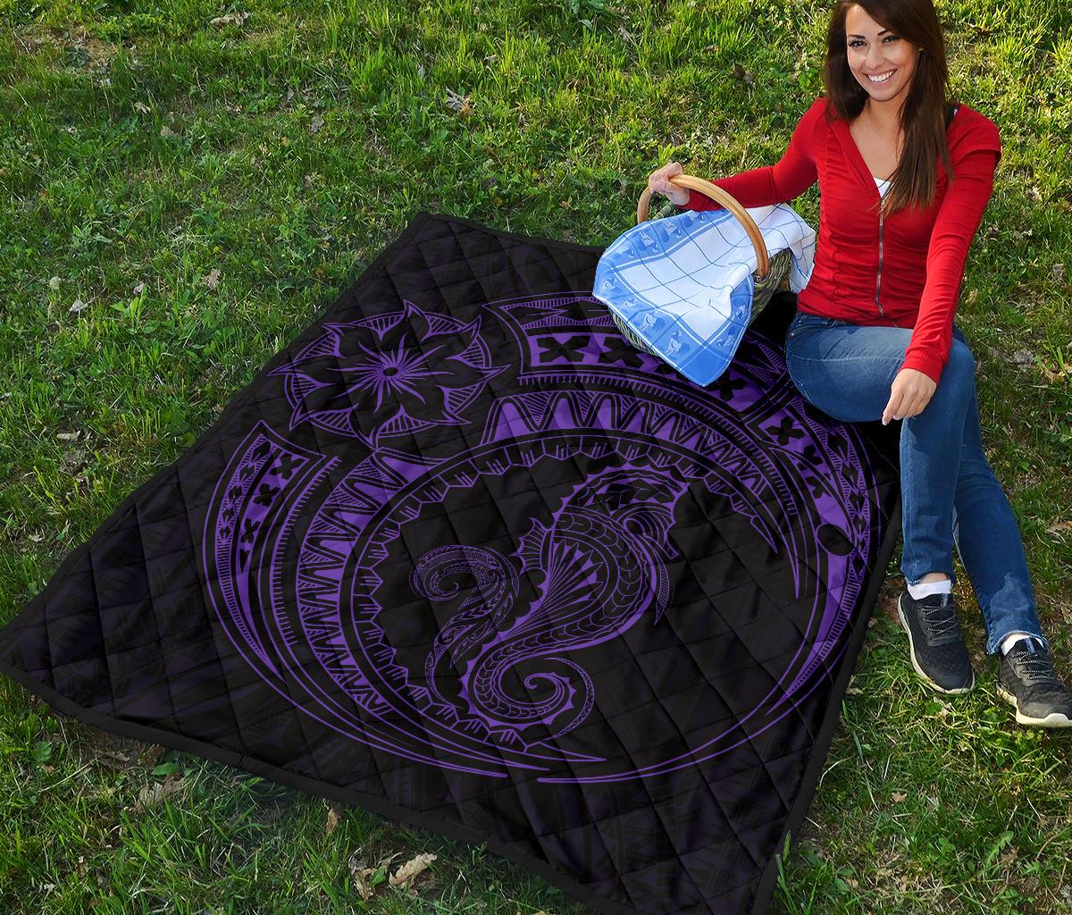 Polynesian Quilt - Polynesian Purple Seahorse Tattoo - Polynesian Pride