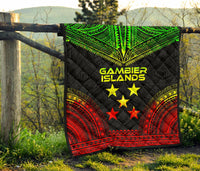 Gambier Islands Premium Quilt - Gambier Islands Flag Polynesian Chief Reggae Version - Polynesian Pride