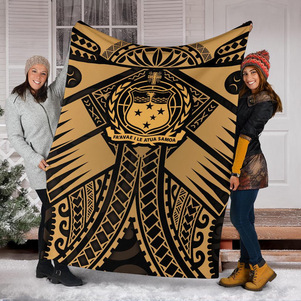 Samoa Polynesian Premium Blanket - Samoa Gold Seal with Polynesian Tattoo - Polynesian Pride