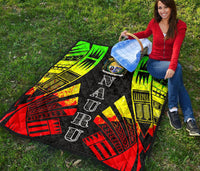 Nauru Premium Quilt - Nauru Coat Of Arms Polynesian Reggae Tattoo - Polynesian Pride