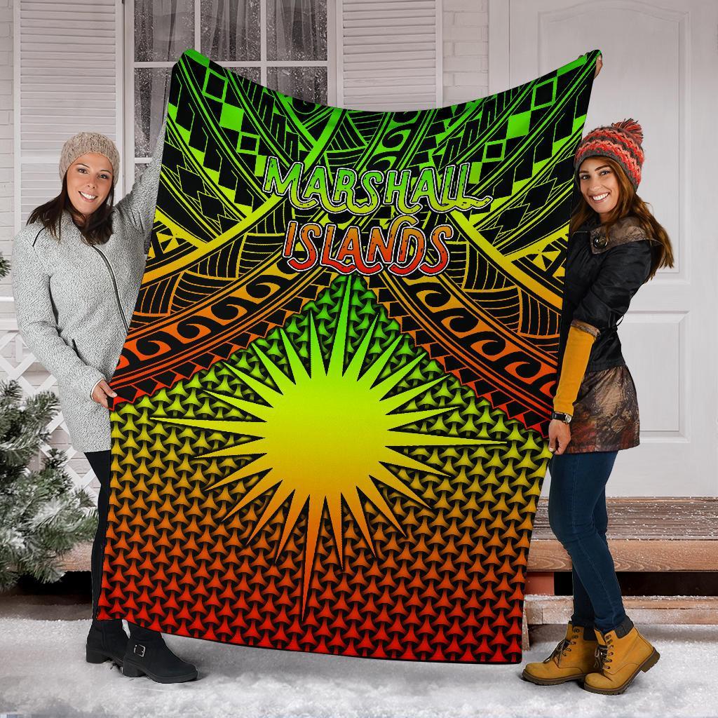 Polynesian Marshall Islands Premium Blanket - Reggae Vintage Polynesian Patterns - Polynesian Pride
