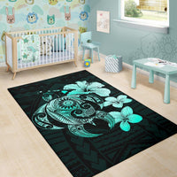 Hibiscus Plumeria Mix Polynesian Turtle Area Rug AH - Polynesian Pride
