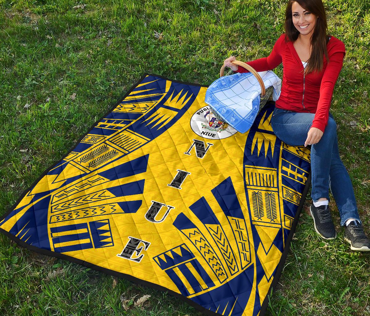 Niue Premium Quilt - Niue Seal Polynesian Dark BLue Tattoo - Polynesian Pride