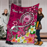 Samoa Custom Personalised Premium Blanket - Turtle Plumeria (Pink) - Polynesian Pride
