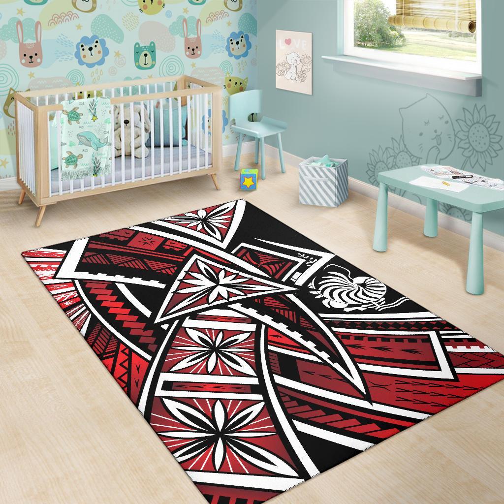 New Caledonia Area Rug - Tribal Flower Special Pattern Red Color - Polynesian Pride