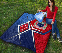 Samoa Premium Quilt - Samoa Flag with Polynesian Patterns - Polynesian Pride