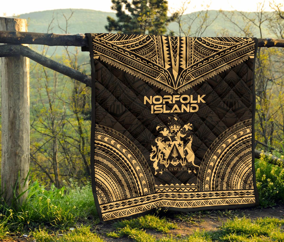 Norfolk Island Premium Quilt - Norfolk Island Coat Of Arms Polynesian Chief Gold Version - Polynesian Pride
