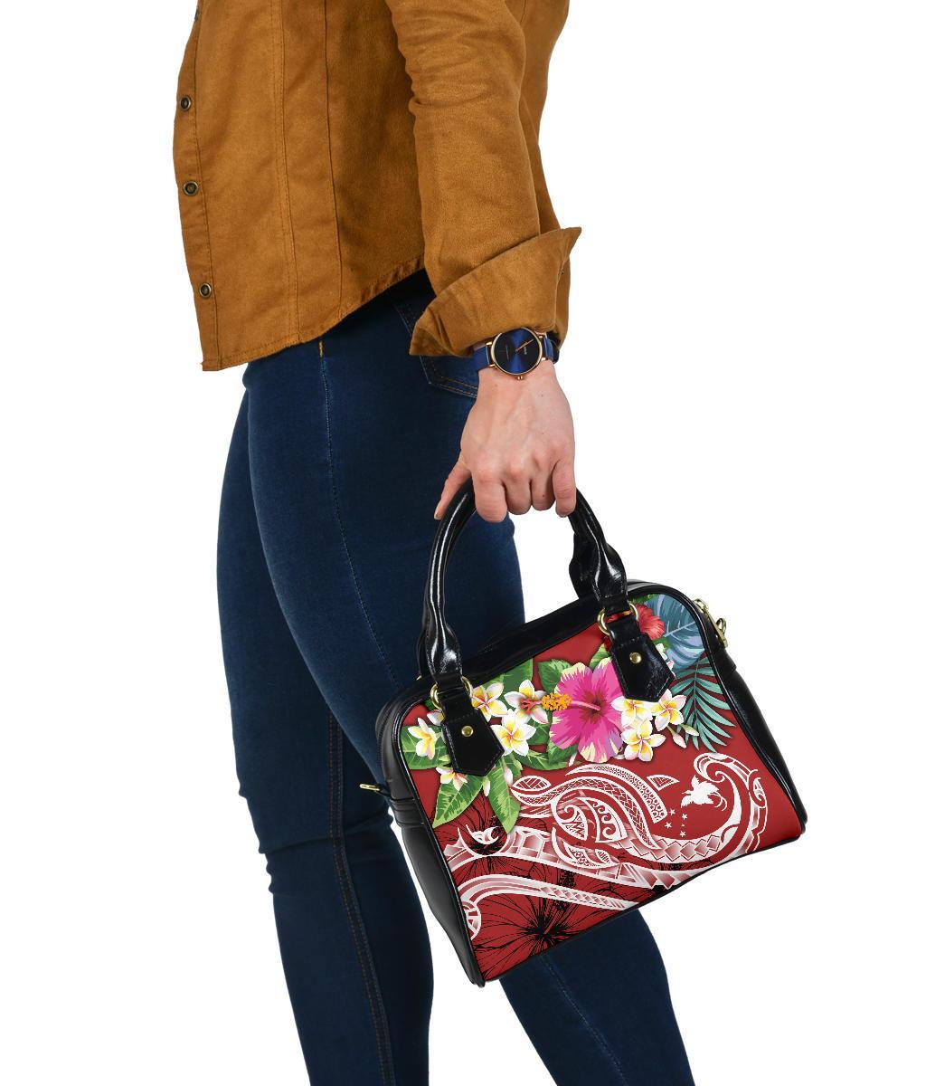 Papua New Guinea Polynesian Shoulder Handbag - Summer Plumeria (Red) - Polynesian Pride
