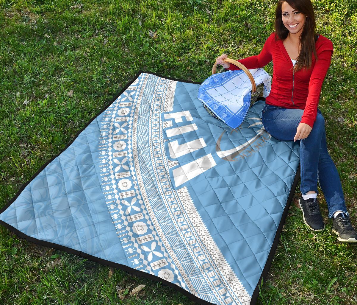 Fiji Tapa Rugby Premium Quilt version Style You Win - Blue - Polynesian Pride