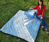 Fiji Tapa Rugby Premium Quilt version Style You Win - Blue - Polynesian Pride
