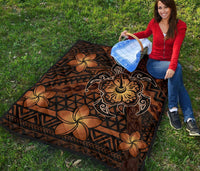 Hawaii Mix Polynesian Turtle Plumeria Premium Quilt - AH - Nick Style - Orange - Polynesian Pride