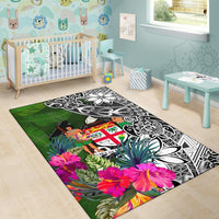 Fiji Area Rug - Turtle Plumeria Banana Leaf Crest - Polynesian Pride
