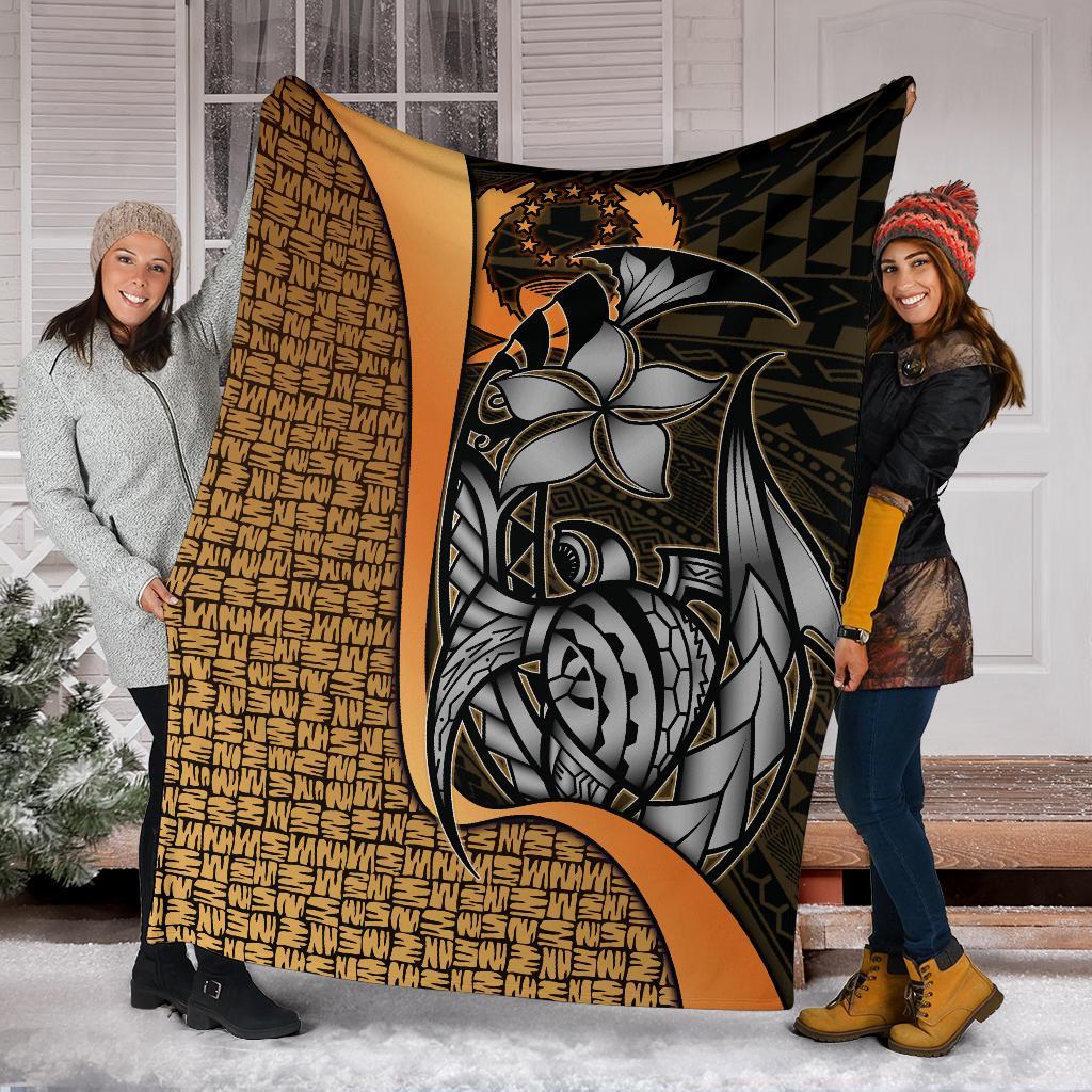Pohnpei Micronesia Premium Blanket Gold - Turtle With Hook - Polynesian Pride