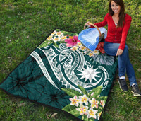 Nauru Polynesian Premium Quilt - Summer Plumeria (Turquoise) - Polynesian Pride