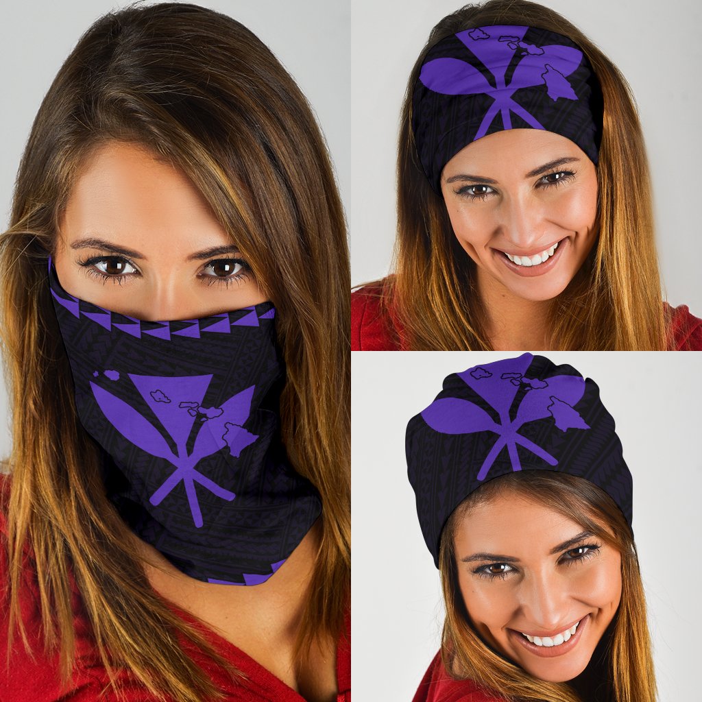 Hawaii Kakau Polynesian Kanaka Map Bandana 3 - Pack - Purple Purple One Size - Polynesian Pride