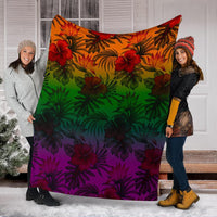 Polynesian Premium Blanket - Green Hibiscus Patterns - Polynesian Pride