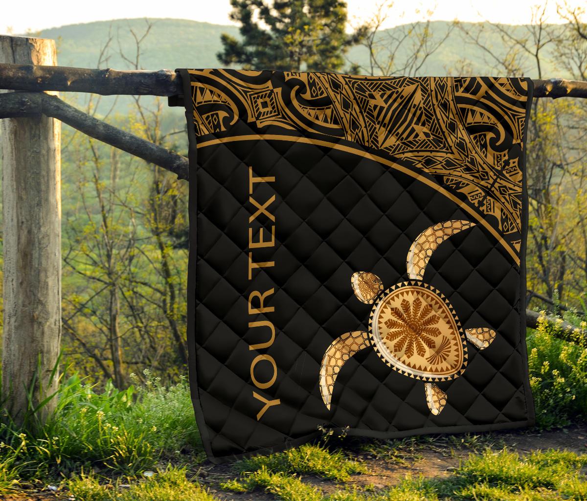 Polynesian Custom Personalised Premium Quilt - Gold Turtle Curver Style - Polynesian Pride
