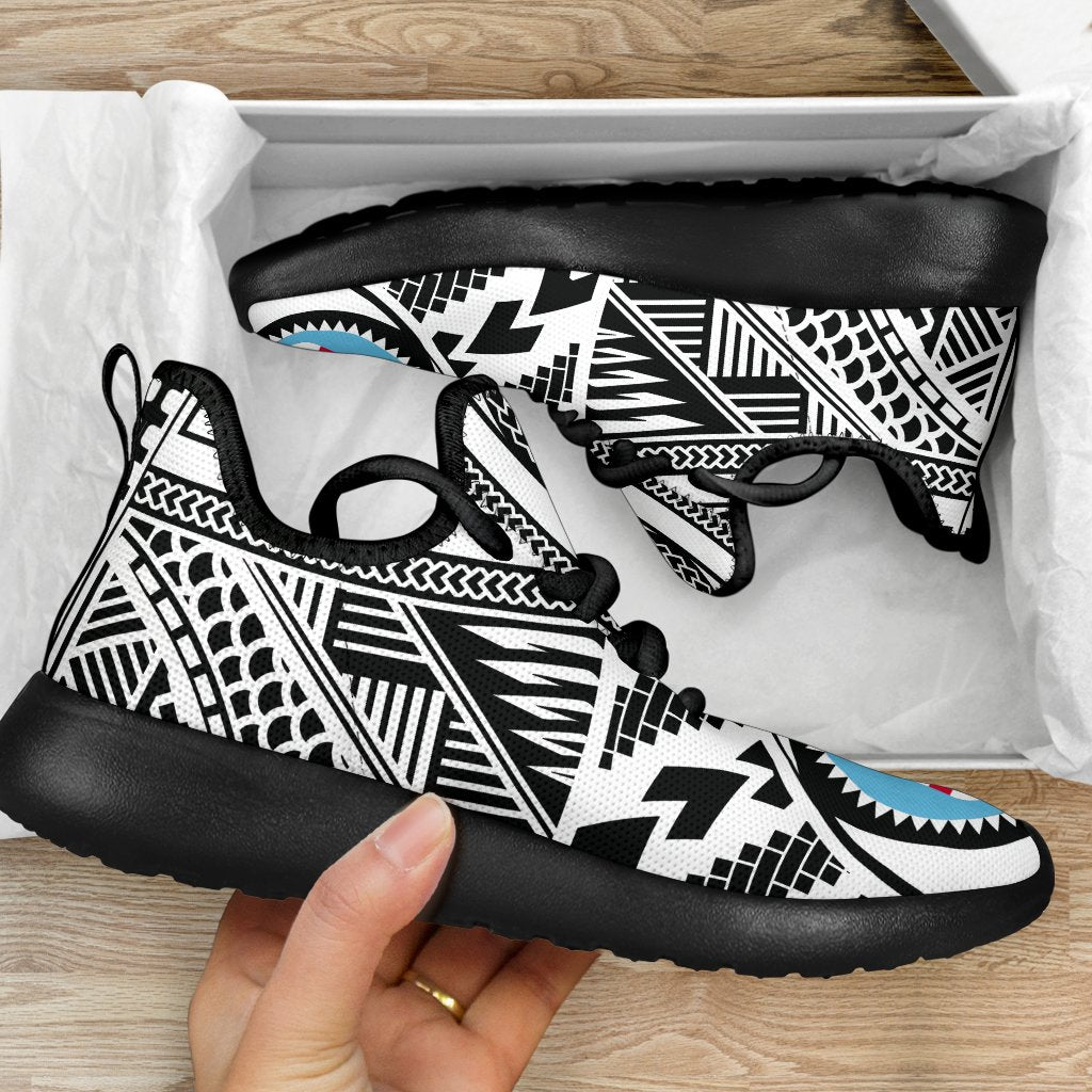 Fiji Polynesian Tattoo Mesh Knit Sneakers White - Polynesian Pride