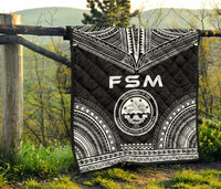Federated States Of Micronesia Premium Quilt - FSM Seal Polynesian Chief Black Version - Polynesian Pride