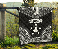 Austral Islands Premium Quilt - Austral Islands Flag Polynesian Chief Black Version - Polynesian Pride