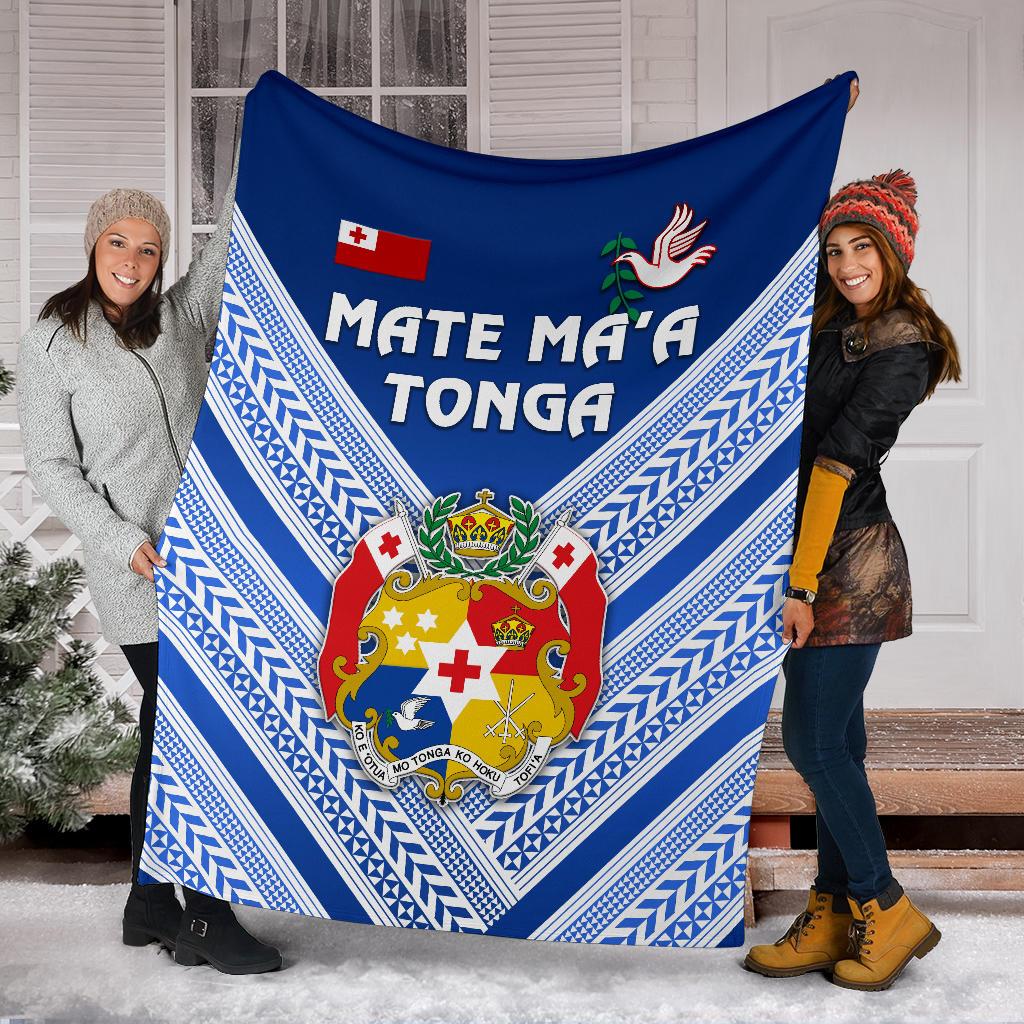Mate Ma'a Tonga Rugby Premium Blanket Polynesian Creative Style - Blue - Polynesian Pride