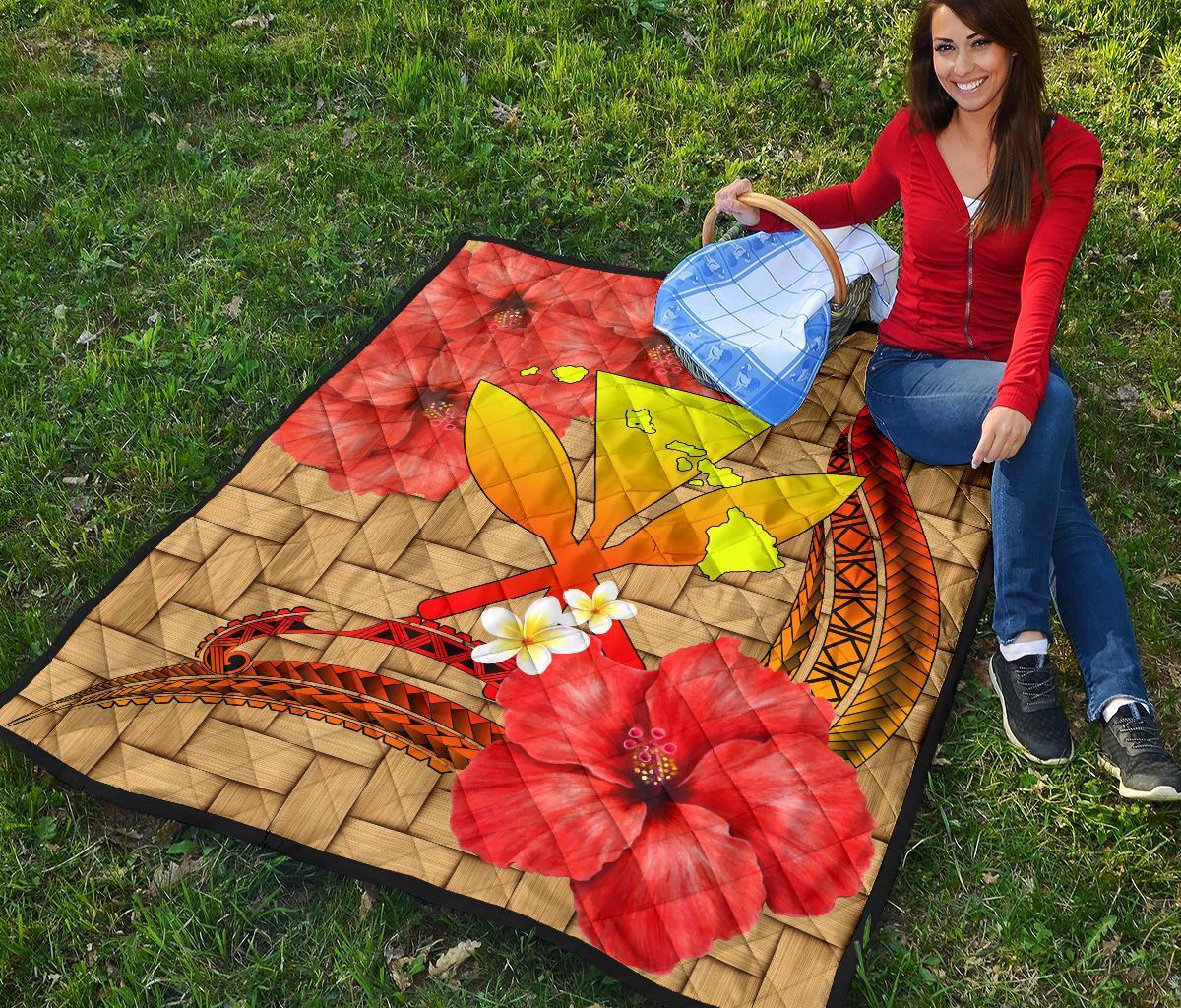 Hawaii Lauhala Kanaka Polynesian Premium Quilt - Polynesian Pride