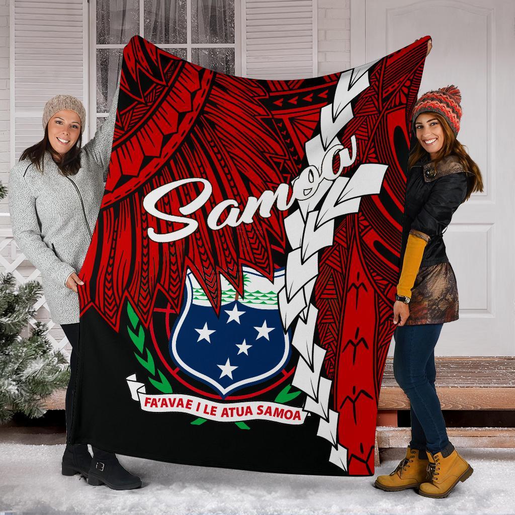 Samoa Polynesian Premium Blanket - Tribal Wave Tattoo Flag Tattoo - Polynesian Pride