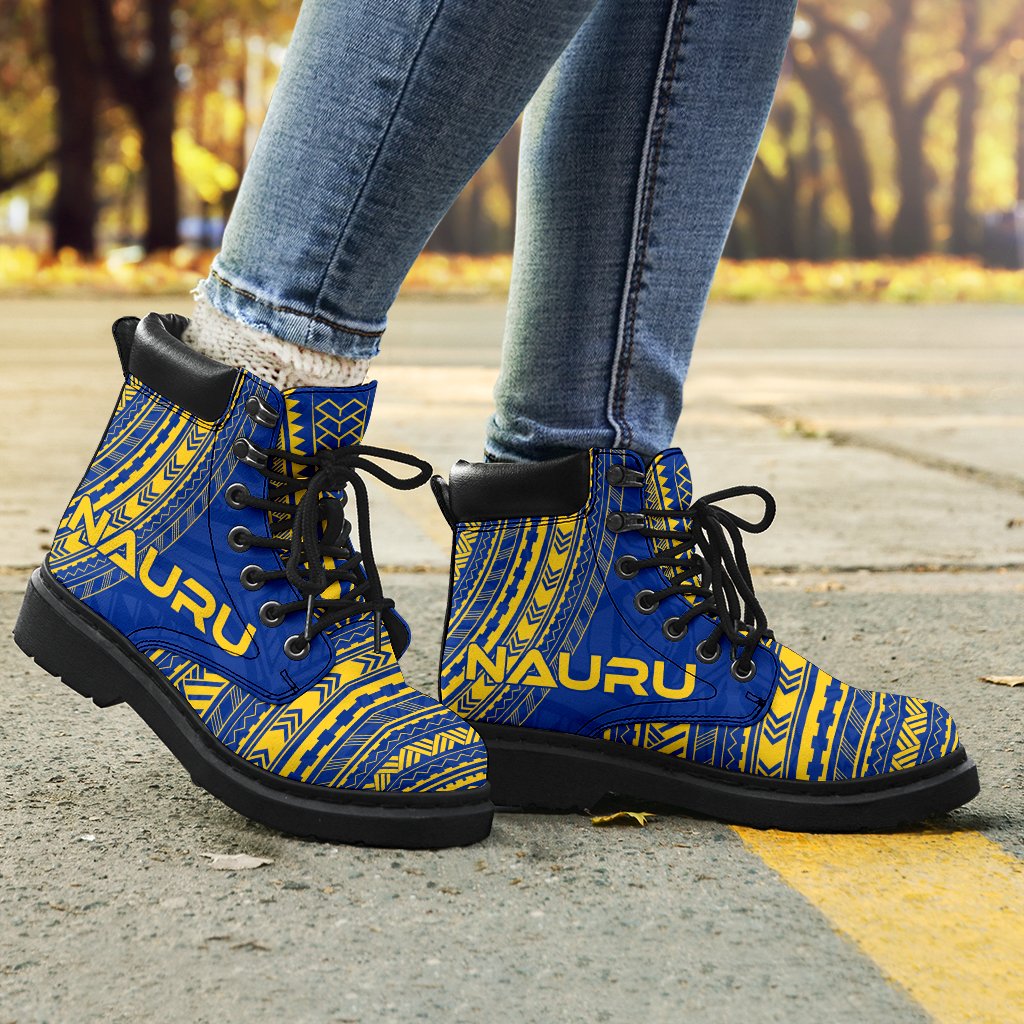Nauru Leather Boots - Polynesian Flag Chief Version - Polynesian Pride