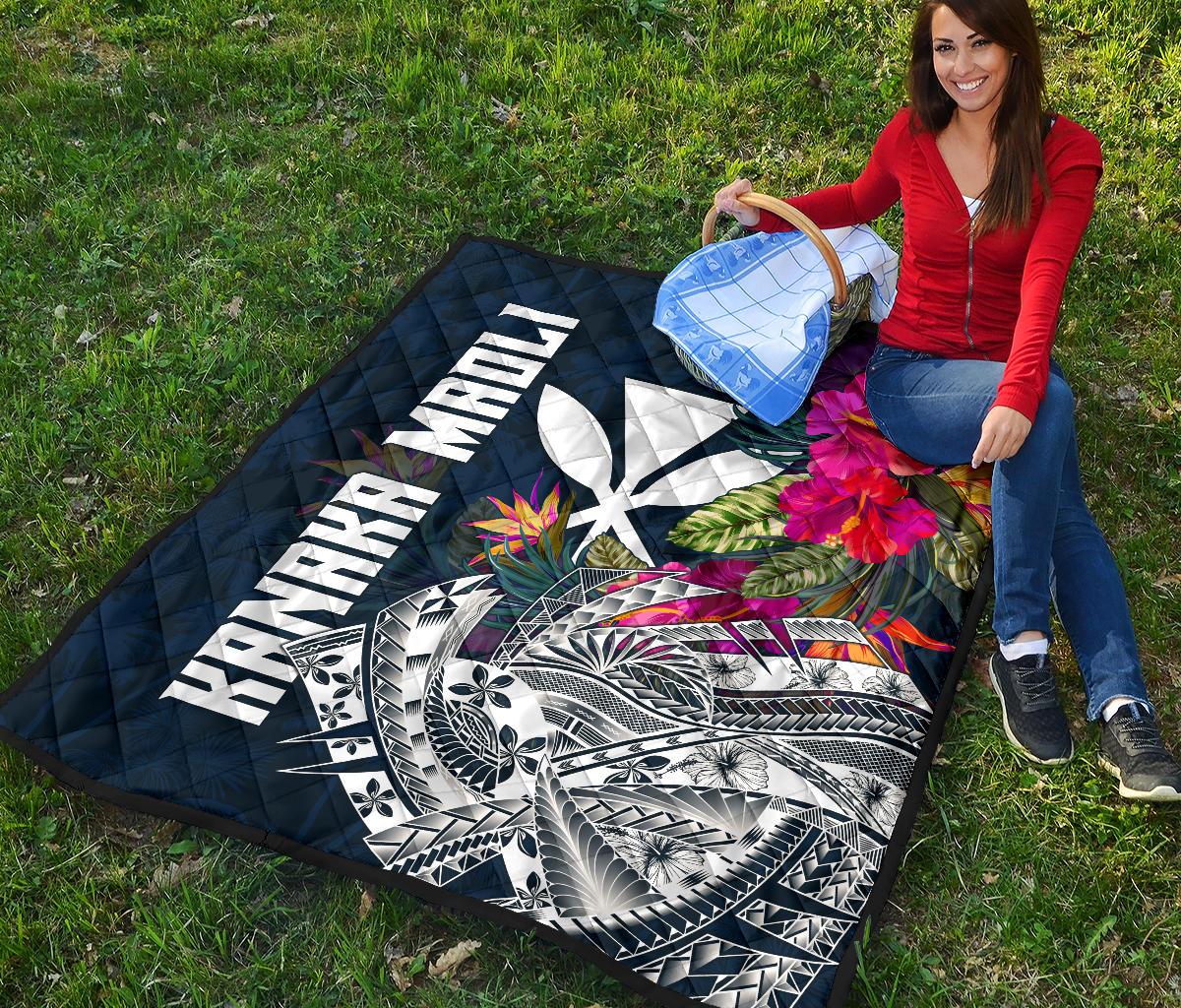 Hawaii Premium Quilt - Polynesian Hibiscus with Summer Vibes - Polynesian Pride