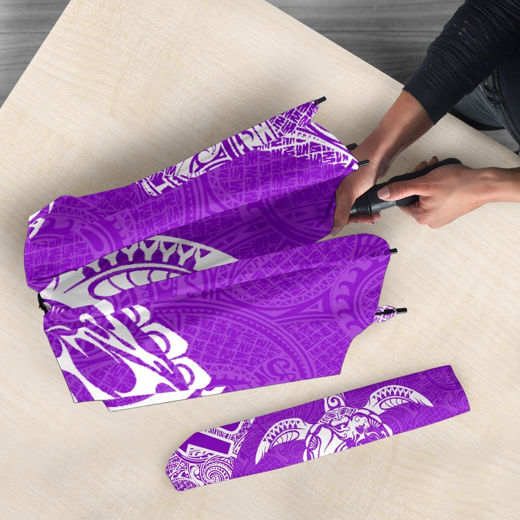 Tonga Umbrella Turtle Mermaid Polynesian Pattern White Violet - Polynesian Pride