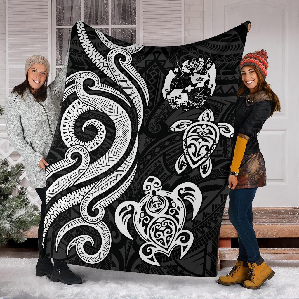 Tonga Polynesian Premium Blanket - White Tentacle Turtle - Polynesian Pride
