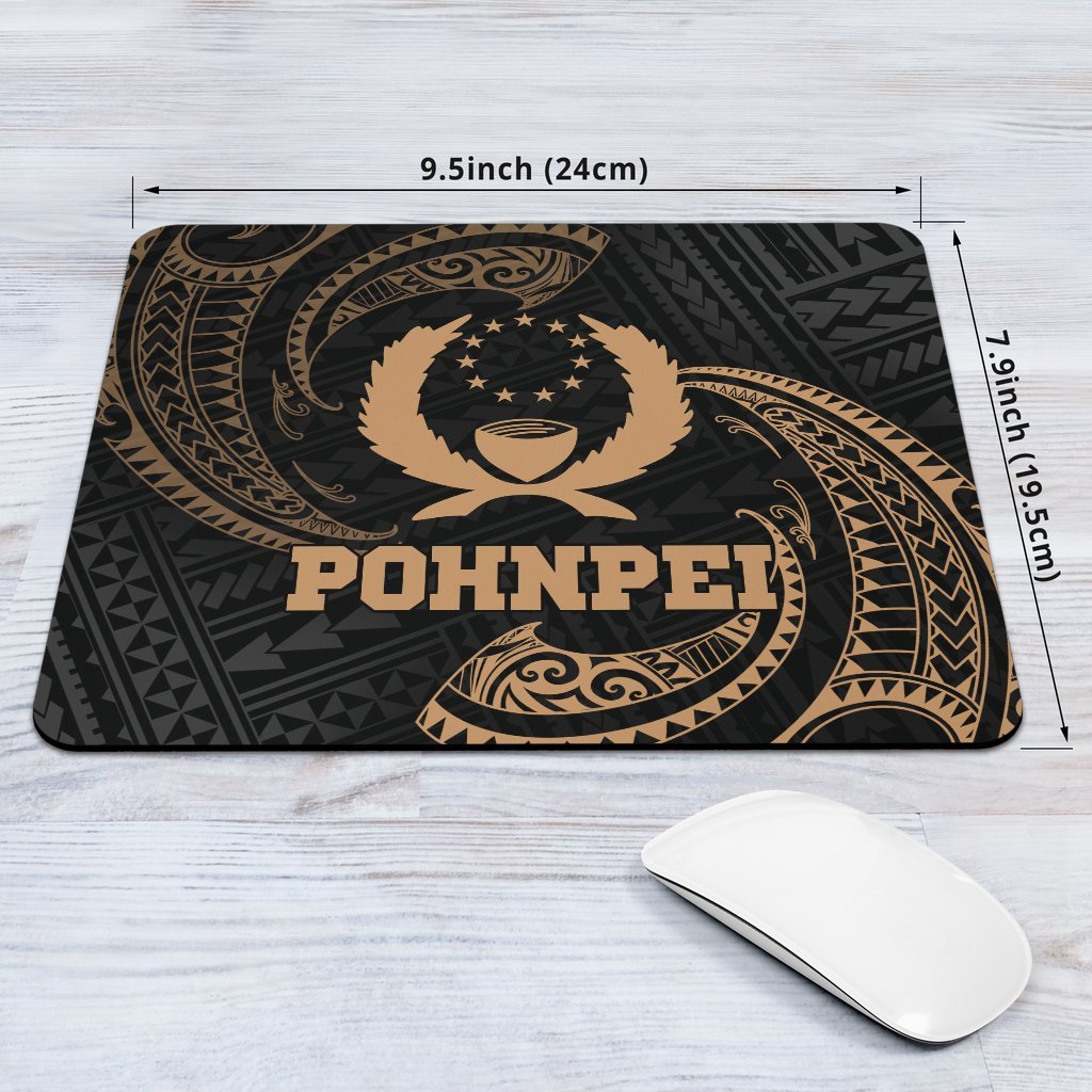 Pohnpei Micronesia Mouse Pad - Gold Tribal Wave - Polynesian Pride