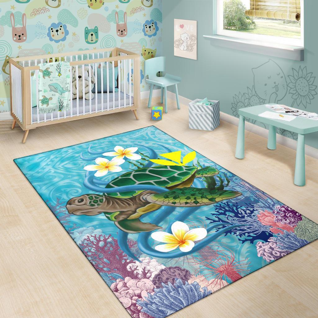 Hawaii Turtle Sea Cotral Polynesian Rug - Polynesian Pride