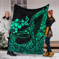 Polynesian Hawaii Premium Blanket - Polynesian Turquoise Humpback Whale - Polynesian Pride