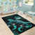 Vanuatu Polynesian Area Rugs - Turtle With Blooming Hibiscus Turquoise - Polynesian Pride