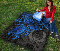 Pohnpei Polynesian Premium Quilt - Polynesian Blue Turtle - Polynesian Pride