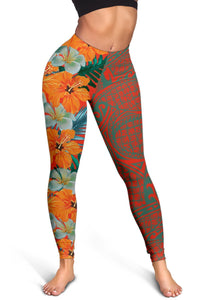 Tropical Polynesian - Hawaiian Women's Leggings - Haka Style - Polynesian Pride